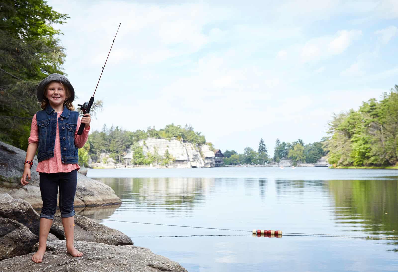Young girl fishing on Mohonk