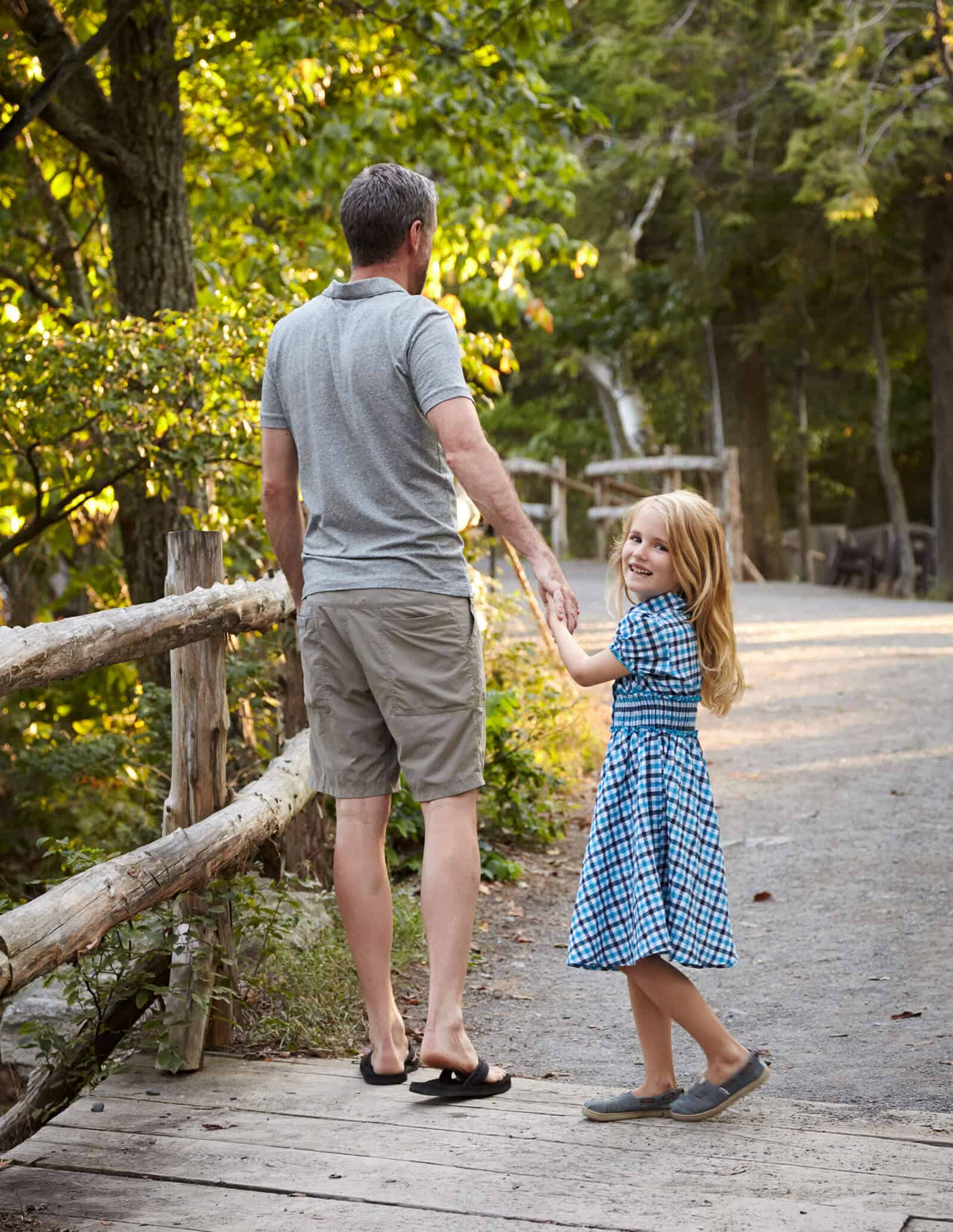 Father and daughter walking